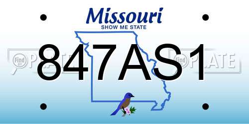 847AS1 Missouri License Plate