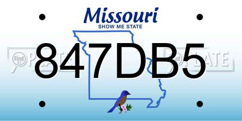 847DB5 Missouri License Plate
