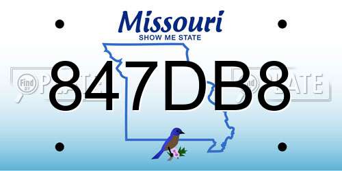 847DB8 Missouri License Plate