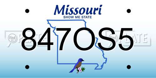 847OS5 Missouri License Plate
