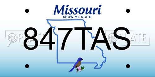 847TAS Missouri License Plate