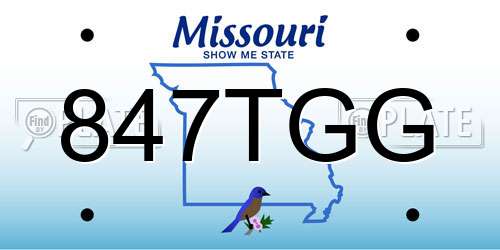 847TGG Missouri License Plate
