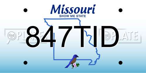 847TID Missouri License Plate