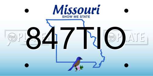 847TIO Missouri License Plate