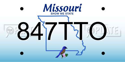 847TTO Missouri License Plate