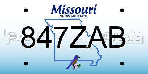 847ZAB Missouri License Plate
