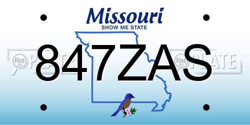 847ZAS Missouri License Plate