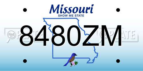 8480ZM Missouri License Plate