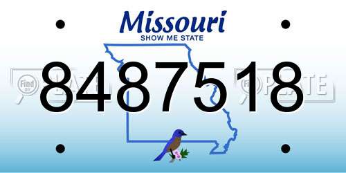 8487518 Missouri License Plate
