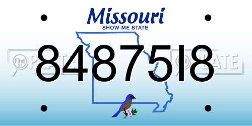 84875I8 Missouri License Plate