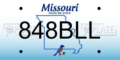 848BLL Missouri License Plate