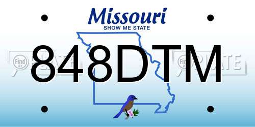 848DTM Missouri License Plate