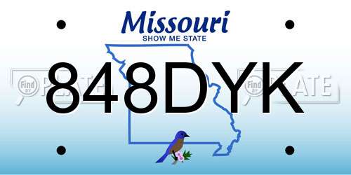 848DYK Missouri License Plate