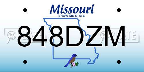 848DZM Missouri License Plate
