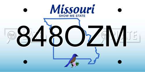 848OZM Missouri License Plate