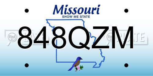 848QZM Missouri License Plate