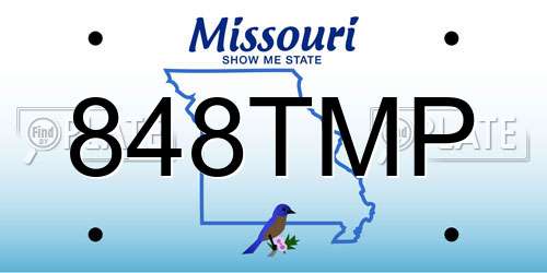 848TMP Missouri License Plate