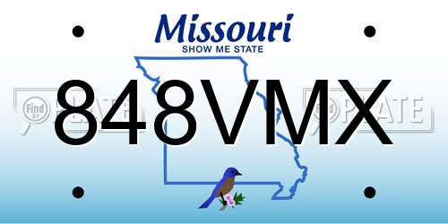 848VMX Missouri License Plate