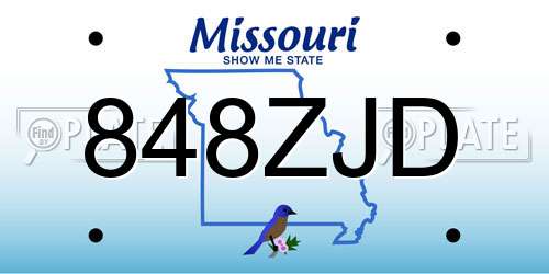 848ZJD Missouri License Plate