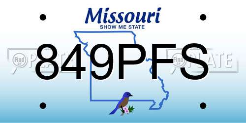 849PFS Missouri License Plate
