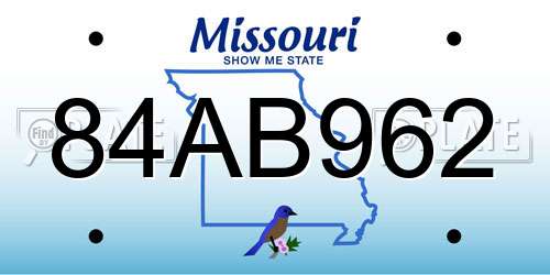 84AB962 Missouri License Plate
