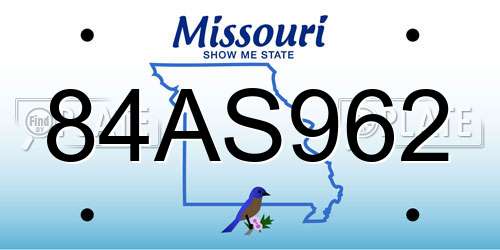 84AS962 Missouri License Plate