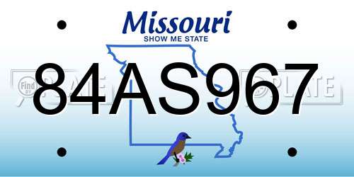 84AS967 Missouri License Plate