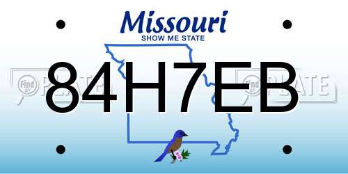 84H7EB Missouri License Plate