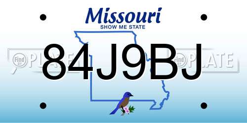 84J9BJ Missouri License Plate