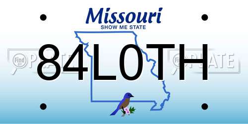 84L0TH Missouri License Plate