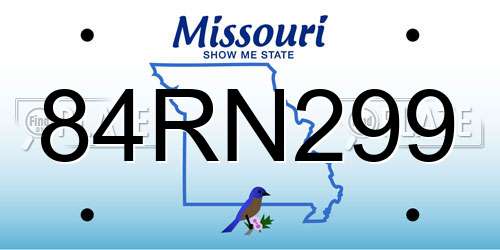 84RN299 Missouri License Plate
