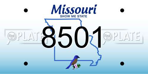 8501 Missouri License Plate