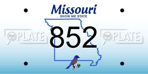 852 Missouri License Plate