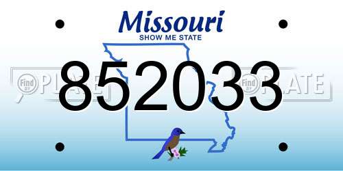 852033 Missouri License Plate