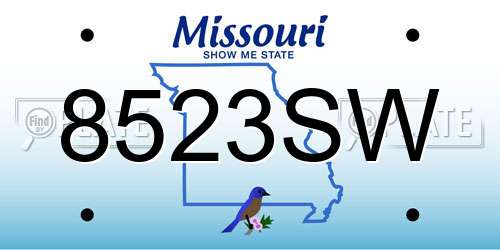 8523SW Missouri License Plate