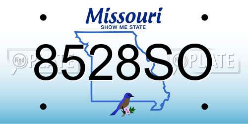 8528SO Missouri License Plate