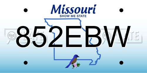 852EBW Missouri License Plate