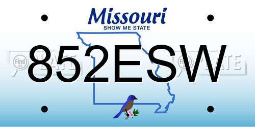 852ESW Missouri License Plate