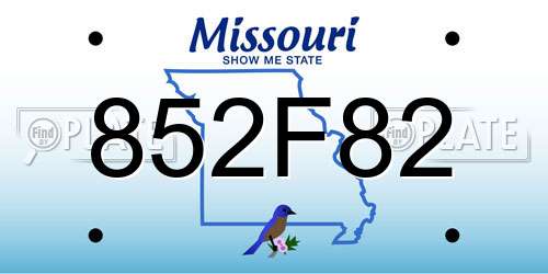 852F82 Missouri License Plate