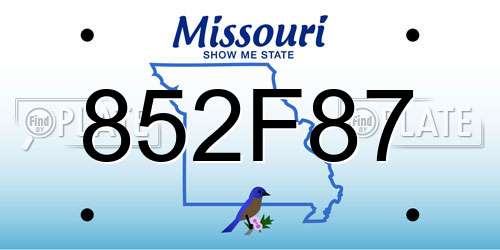 852F87 Missouri License Plate