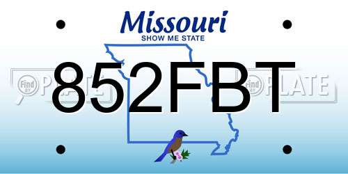 852FBT Missouri License Plate