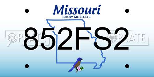 852FS2 Missouri License Plate