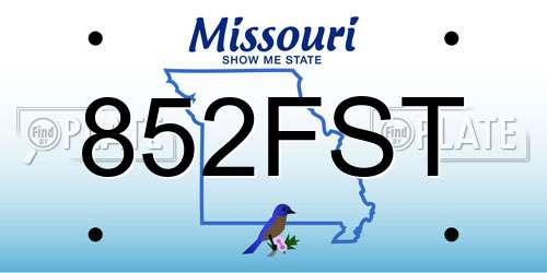 852FST Missouri License Plate