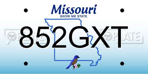 852GXT Missouri License Plate