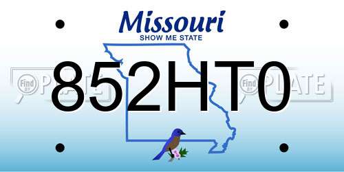 852HT0 Missouri License Plate