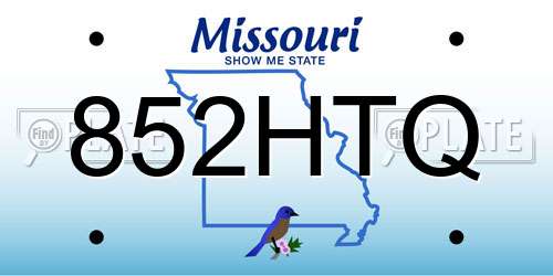 852HTQ Missouri License Plate