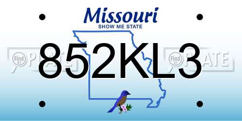852KL3 Missouri License Plate