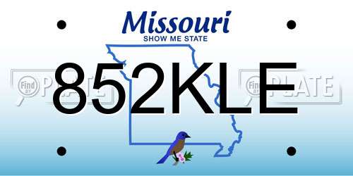 852KLE Missouri License Plate