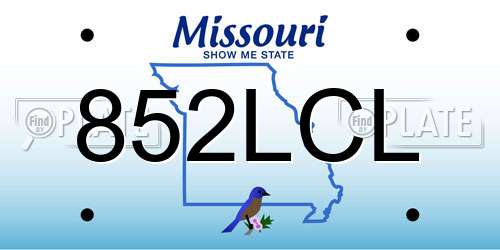 852LCL Missouri License Plate