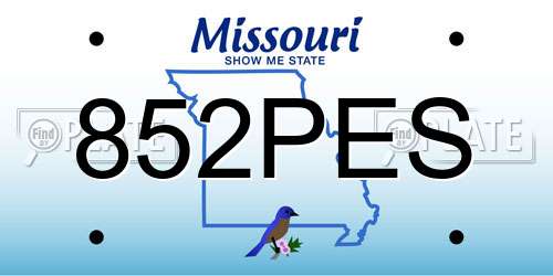 852PES Missouri License Plate